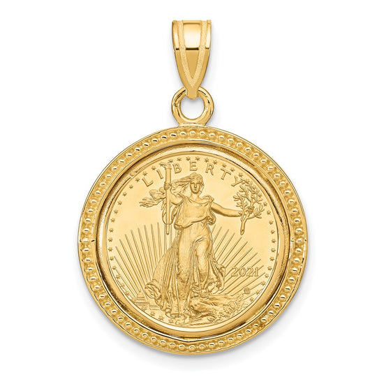 14ky Beaded Polished Prong Bezel with Coin