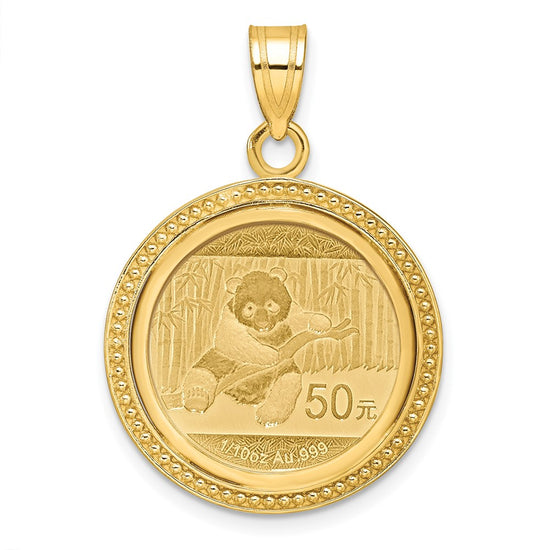 14ky Beaded Polished Prong Bezel with Coin