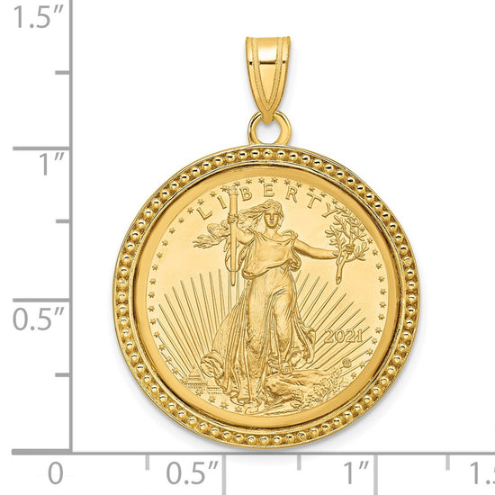 14ky Beaded Polished Prong Bezel with Coin