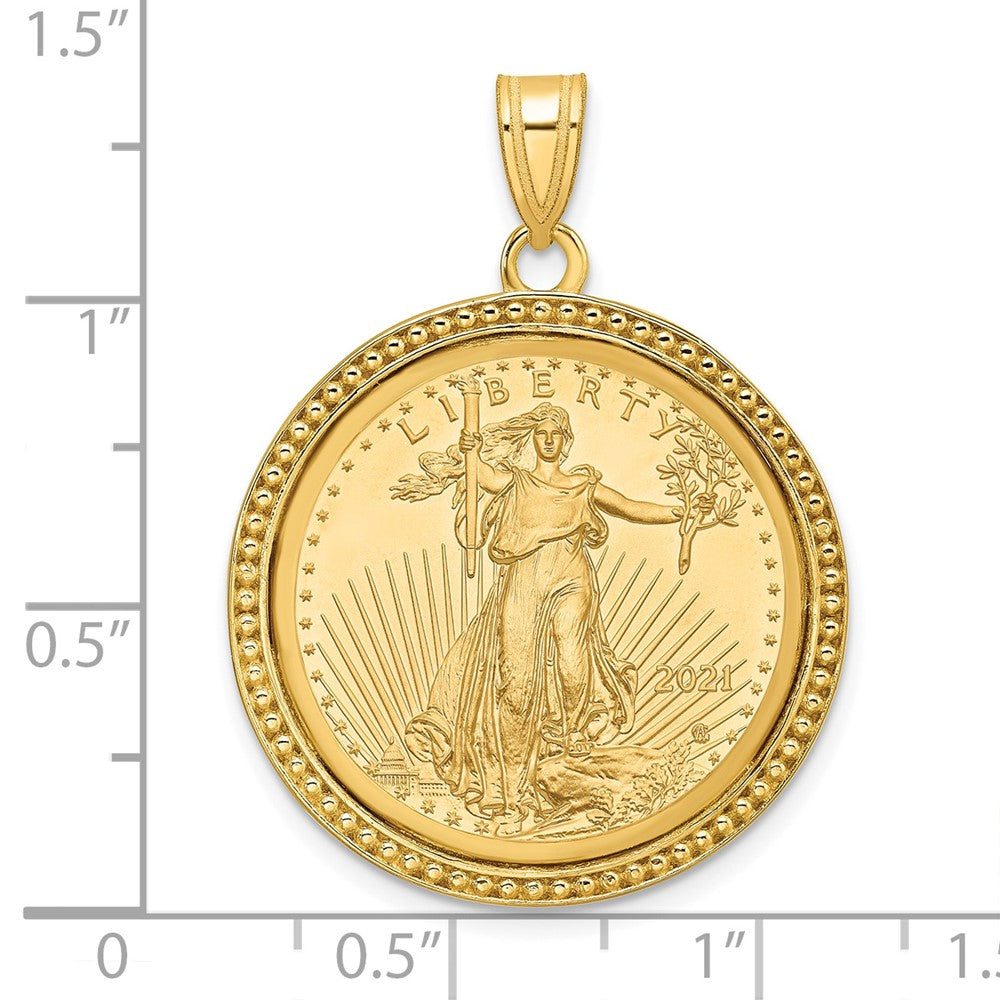 14ky Beaded Polished Prong Bezel with Coin