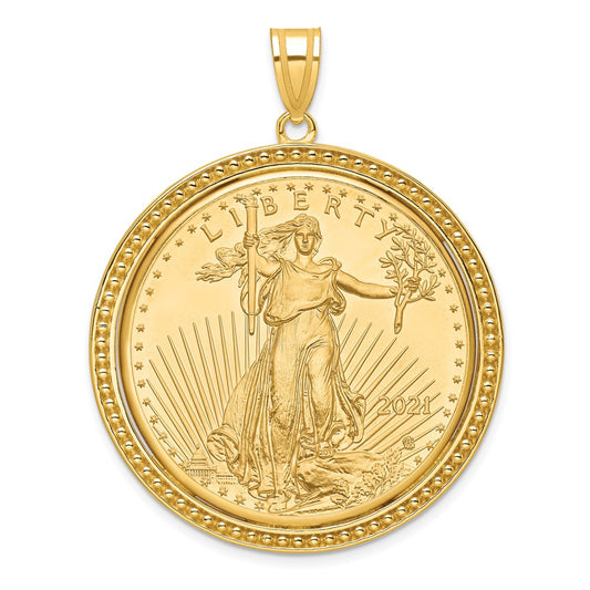 14ky Beaded Polished Prong Bezel with Coin