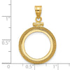 Wideband Distinguished Coin Jewelry 14k Polished and Beaded 16.5mm x 1.35mm Screw Top Coin Bezel Pendant