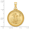 14ky Beaded Polished Screw Top Bezel with Coin