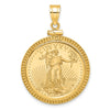 14ky Beaded Polished Screw Top Bezel with Coin
