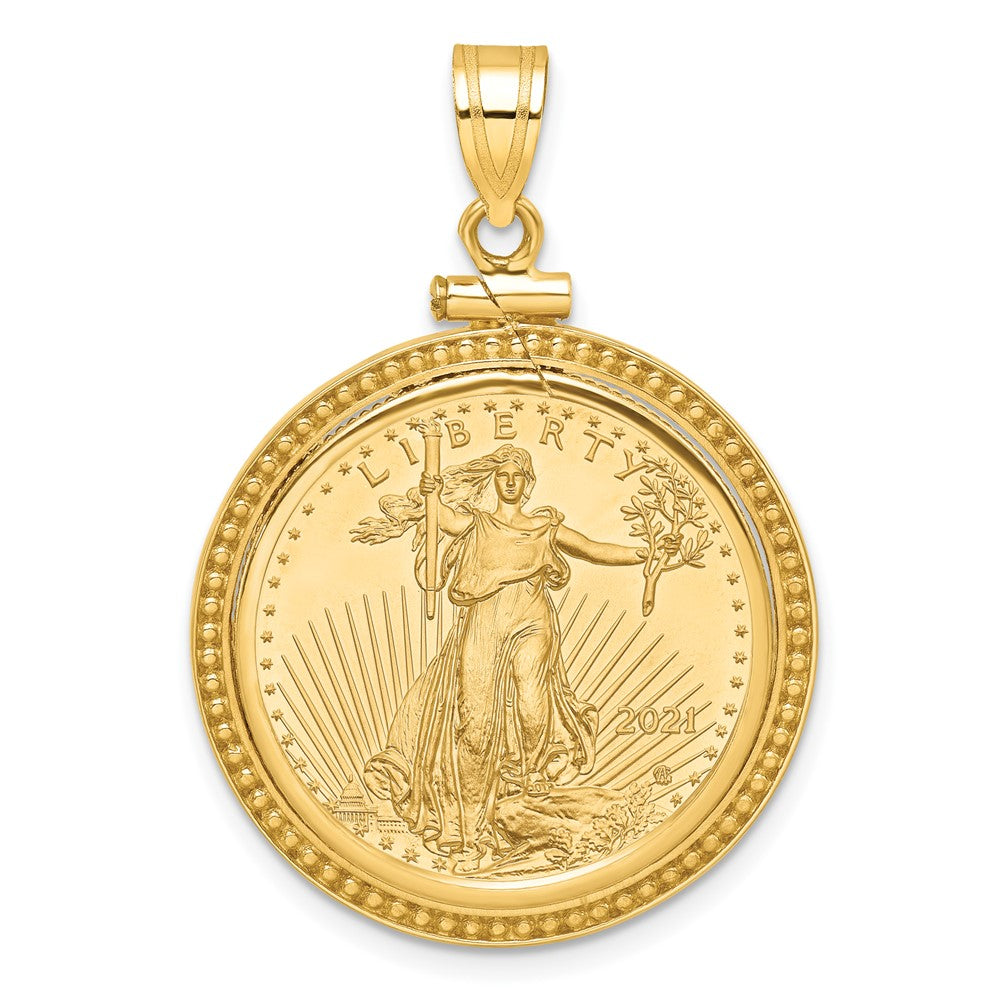 14ky Beaded Polished Screw Top Bezel with Coin