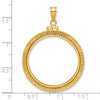 Wideband Distinguished Coin Jewelry 14k Polished and Beaded 27.0mm x 2.35mm Screw Top Coin Bezel Pendant