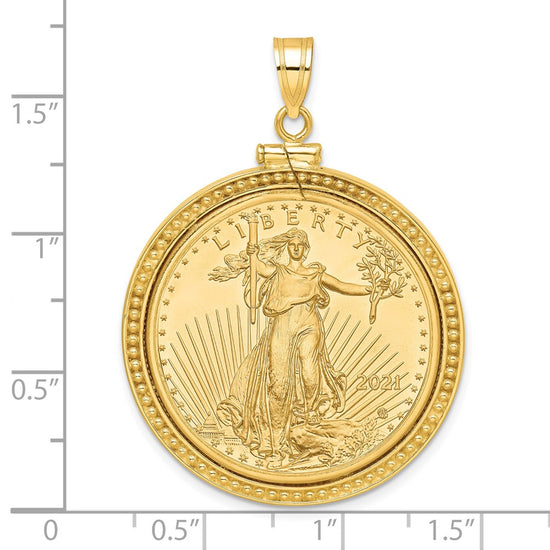 14ky Beaded Polished Screw Top Bezel with Coin