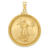 14ky Beaded Polished Screw Top Bezel with Coin