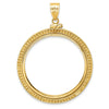 Wideband Distinguished Coin Jewelry 14k Polished and Beaded 32.7mm x 3.00mm Screw Top Coin Bezel Pendant