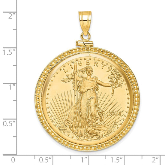 14ky Beaded Polished Screw Top Bezel with Coin