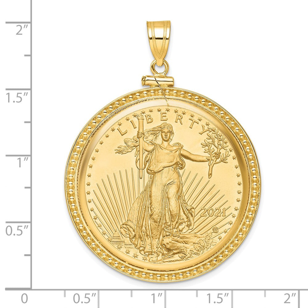14ky Beaded Polished Screw Top Bezel with Coin