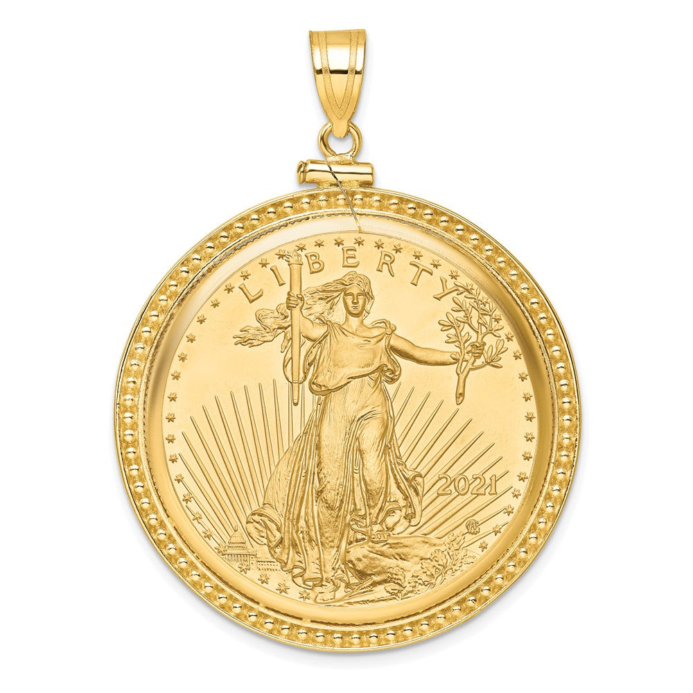 14ky Beaded Polished Screw Top Bezel with Coin