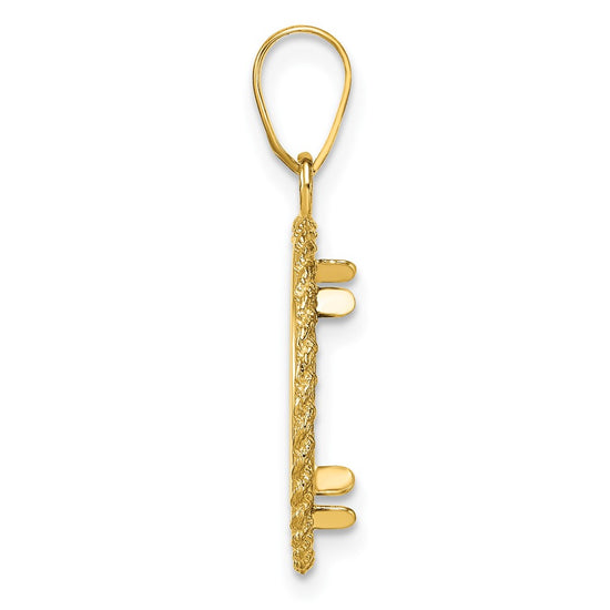 Wideband Distinguished Coin Jewelry 14k Polished and Diamond-cut with Casted Rope 14.0mm Prong Coin Bezel Pendant