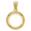 Wideband Distinguished Coin Jewelry 14k Polished and Diamond-cut with Casted Rope 14.0mm Prong Coin Bezel Pendant
