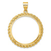 Wideband Distinguished Coin Jewelry 14k Polished and Diamond-cut with Casted Rope 27.0mm Prong Coin Bezel Pendant