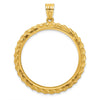 Wideband Distinguished Coin Jewelry 14k Polished and Diamond-cut with Casted Rope 32.0mm Prong Coin Bezel Pendant