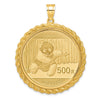 Gold Polished Diamond-cut Screw Top Coin Bezel Pendant with Coin