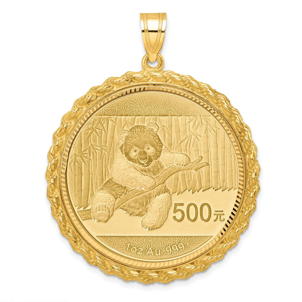 Gold Polished Diamond-cut Screw Top Coin Bezel Pendant with Coin