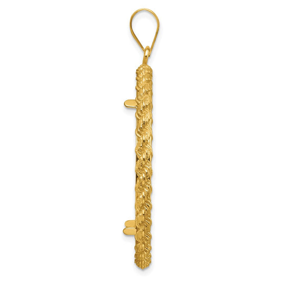 Wideband Distinguished Coin Jewelry 14k Polished and Diamond-cut with Casted Rope 32.7mm Prong Coin Bezel Pendant