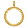 Wideband Distinguished Coin Jewelry 14k Polished and Diamond-cut with Casted Rope 32.7mm Prong Coin Bezel Pendant