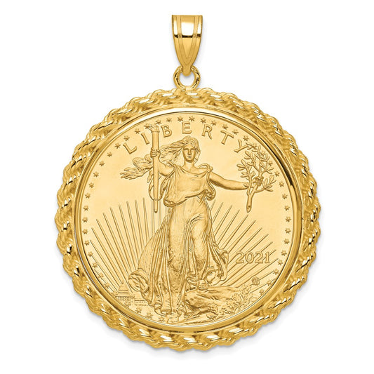 14ky Casted Rope Polished Prong Bezel with Coin