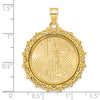 Gold Fancy Polished Diamond-cut Prong Bezel Pendant with Coin