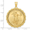 Gold Fancy Polished Diamond-cut Prong Bezel Pendant with Coin