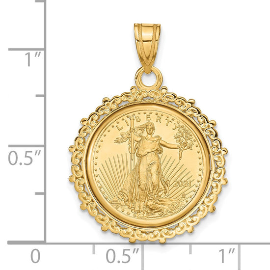 14ky Fancy Polished Prong Bezel with Coin