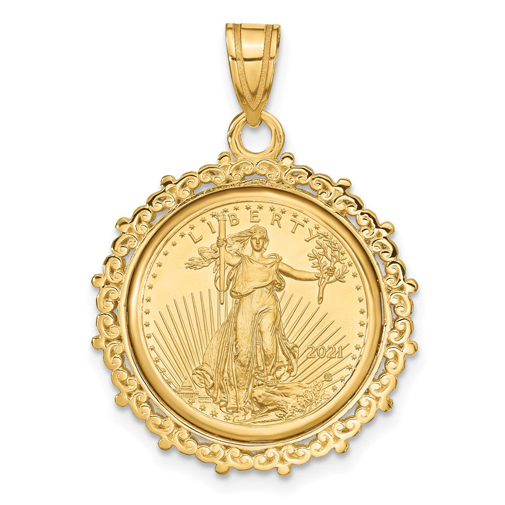 14ky Fancy Polished Prong Bezel with Coin