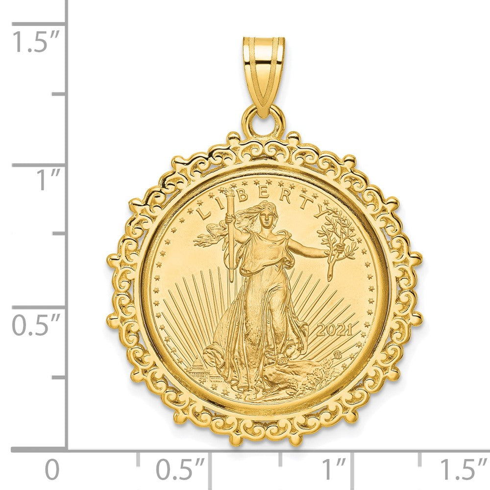 14ky Fancy Polished Prong Bezel with Coin