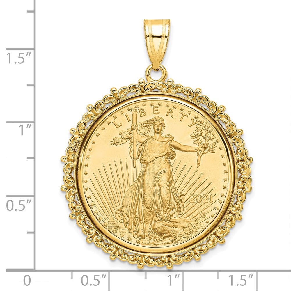 14ky Fancy Polished Prong Bezel with Coin