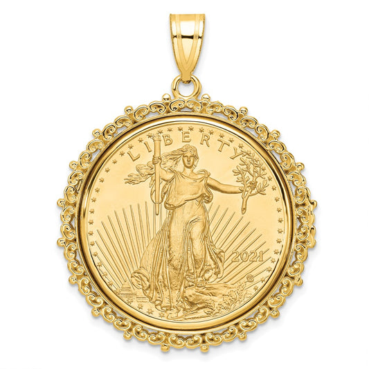14ky Fancy Polished Prong Bezel with Coin