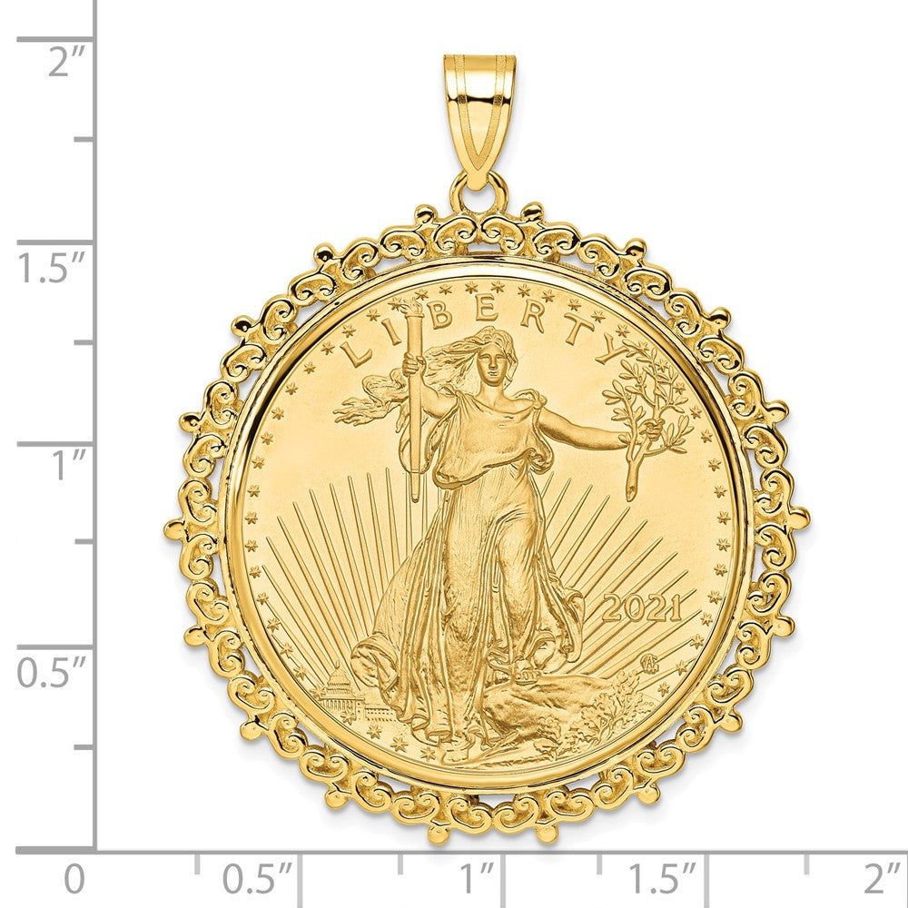 14ky Fancy Polished Prong Bezel with Coin
