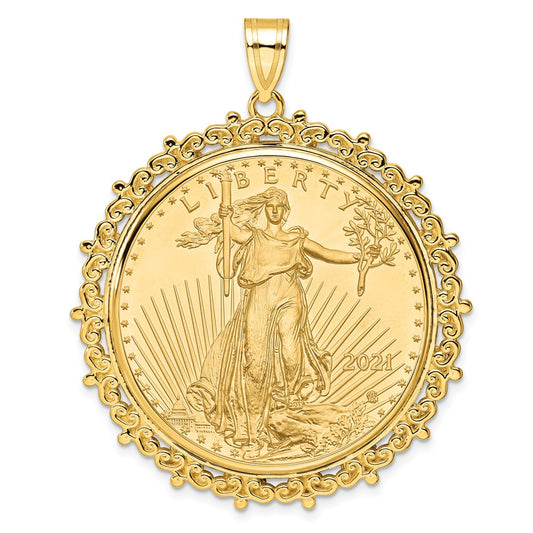 14ky Fancy Polished Prong Bezel with Coin