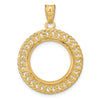 Gold Polished Heart and Rope Diamond-cut Coin Bezel Pendant