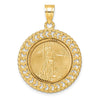 Gold Polished Heart and Rope Diamond-cut Coin Bezel Pendant with Coin