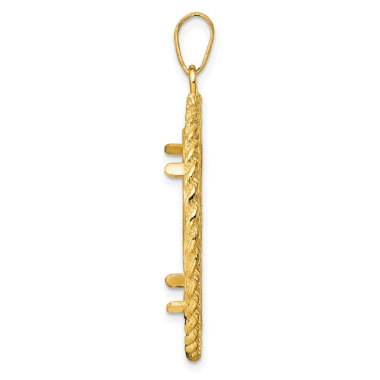 Gold Polished Heart and Rope Diamond-cut Coin Bezel Pendant