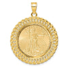Gold Polished Heart and Rope Diamond-cut Coin Bezel Pendant with Coin