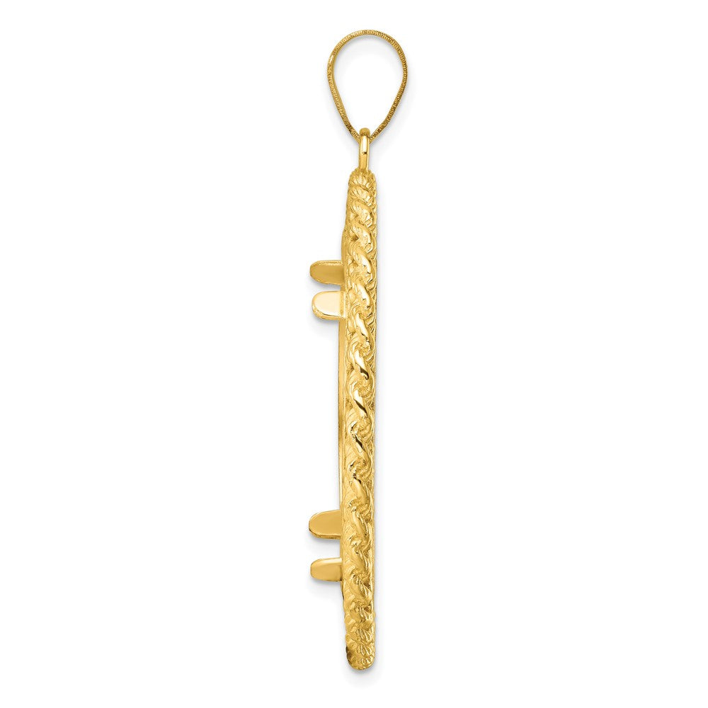 Gold Polished Heart and Rope Diamond-cut Coin Bezel Pendant