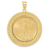 Gold Polished Heart and Rope Diamond-cut Coin Bezel Pendant with Coin