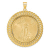 Gold Polished Heart and Rope Diamond-cut Coin Bezel Pendant with Coin