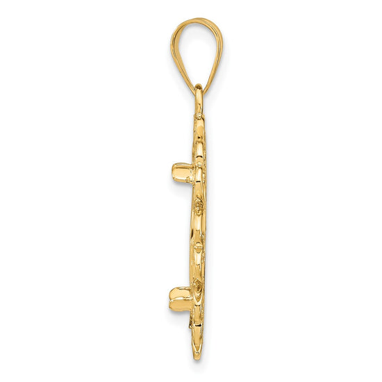Gold Fancy Polished Diamond-cut Prong Coin Bezel Pendant
