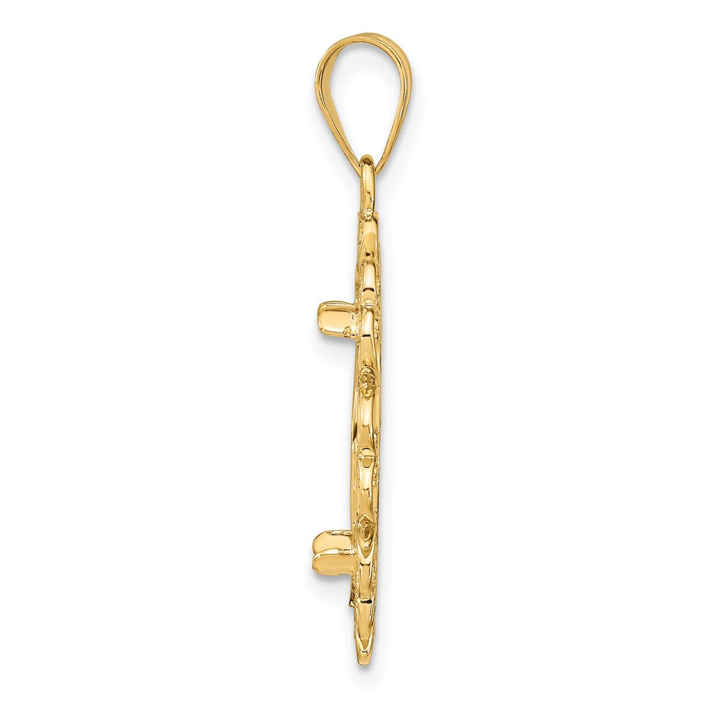 Gold Fancy Polished Diamond-cut Prong Coin Bezel Pendant