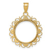 Gold Fancy Polished Diamond-cut Prong Coin Bezel Pendant