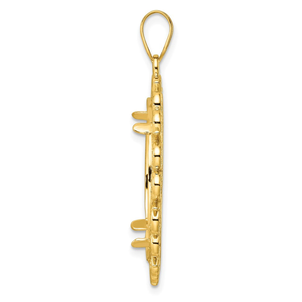 Gold Fancy Polished Diamond-cut Prong Coin Bezel Pendant