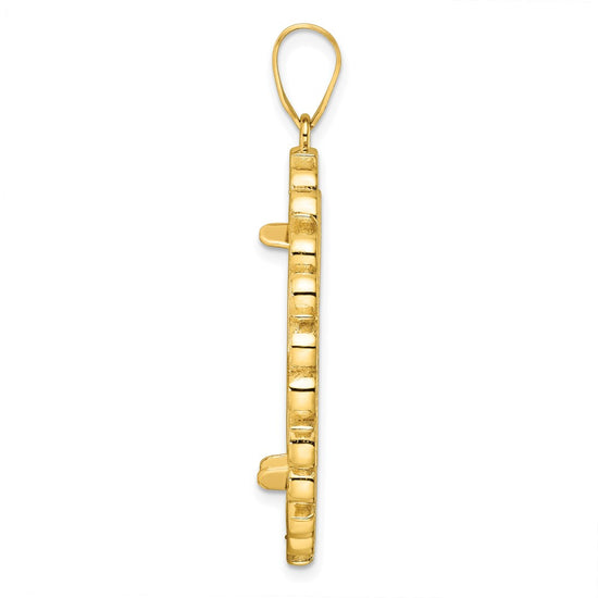Gold Fancy Polished Diamond-cut Prong Coin Bezel Pendant