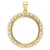 Gold Fancy Polished Diamond-cut Prong Coin Bezel Pendant