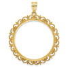 Gold Fancy Polished Diamond-cut Prong Coin Bezel Pendant