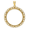 Gold Fancy Polished Diamond-cut Prong Coin Bezel Pendant