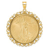 Gold Fancy Polished Diamond-cut Prong Coin Bezel with Coin